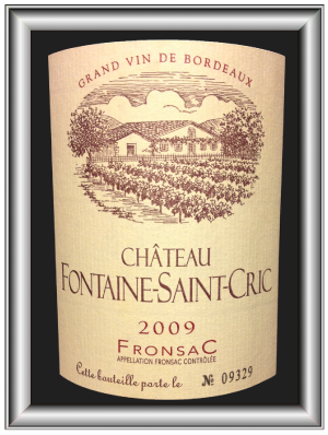 Château Fontaine Saint Cric 2009 le Fronsac pour notre blog sur le vin