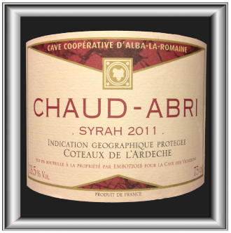 CHAUD-ABRI 2011 la Syrah de la Cave D'Alba-La-Romaine pour notre blog sur le vin