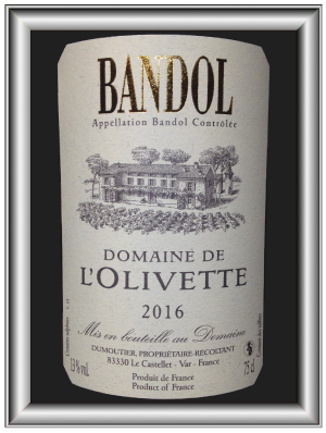 Bandol 2016 le vin du domaine de l'Olivette pour notre blog sur le vin