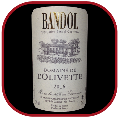 Bandol 2016 le vin du domaine de l'Olivette pour notre blog sur le vin